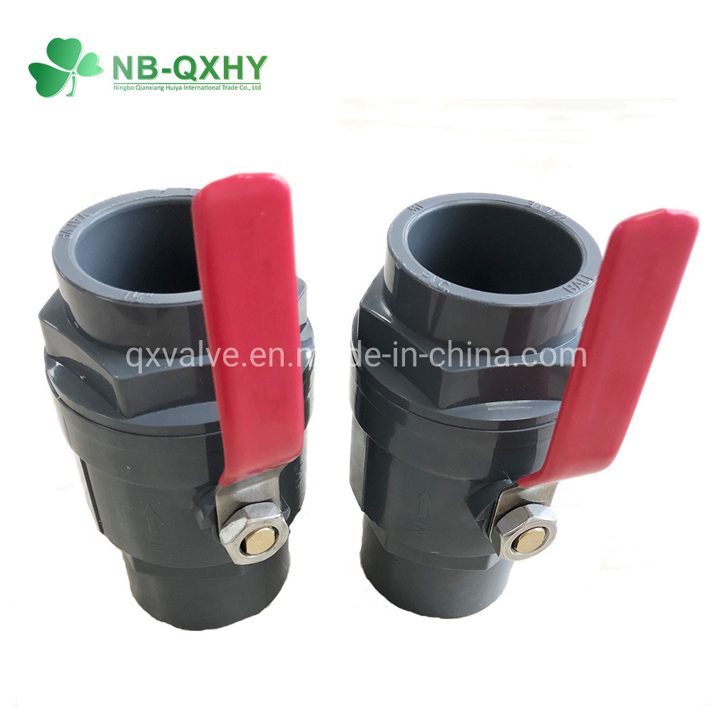 Синий PVC ирригационный гибкий шаровой клапан с формой соединения с клеем