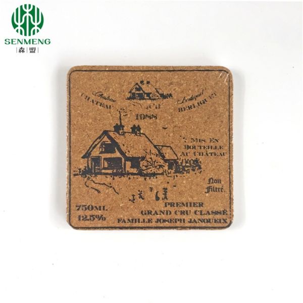 Custom Square Natural Hot Dishes Cork Placemats with Beautiful Printed Pattern