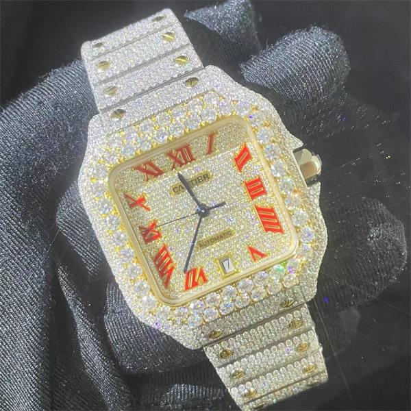 26Carats dois Tone Diamond Watch Santos VVS1 Diamond Stainless Steel Watch VS1