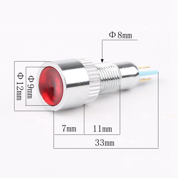 8mm Mini LED Indicator Lights Green/Blue/White for Equipment Pilot 6V12V24V36V48V110V220V 12V Equipment Indicator Lights