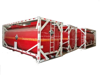 Chemical 20ft Tank Container For High Corrosive Hydrochloric Acid , Sodium Hypochlorite
