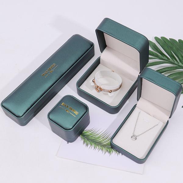 Dark Green Convex Faux Leather Jewelry Storage Box Luxury Organizer Packaging