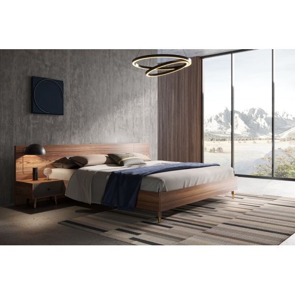 Anti Scratch Space Saving Bed Multipurpose Double Bed Melamine Wood Furniture