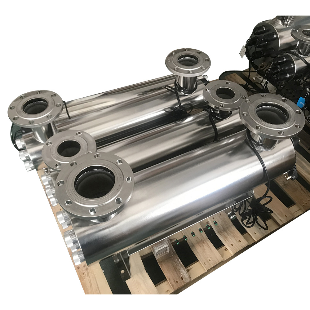 320W High-Power UV Water Sterilizer with 15 Tons/Hour Flow Rate and 304 Stainless Steel Housing for UVC Water Purification