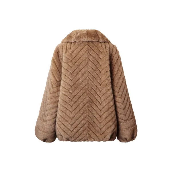 Euro-American Eco Fur Crop Business Casual Style coat
