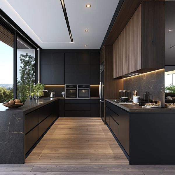 Custom Antique Design Wood Kitchen Cabinets Simple Minimalist Style with Counter Top Kitchen Furniture Project