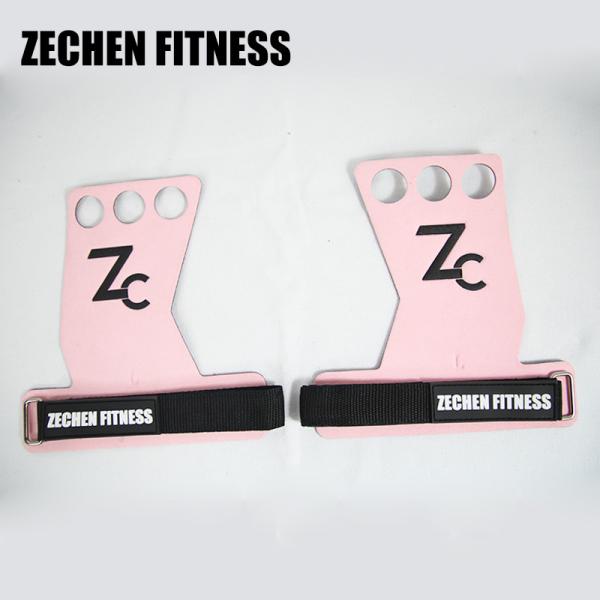 Pink Crossfit Hand Grips 2.25mm 3 Holes Gymnastic Palm Guards Suede Microfiber Leather