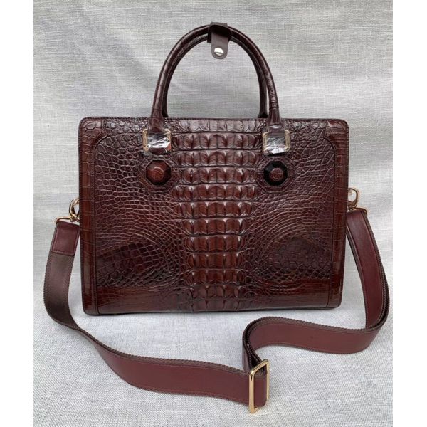 Genuine Crocodile Skin Businessmen Laptop Briefcase Exotic Alligator Leather Male Working Handbag Large Shoulder Bag