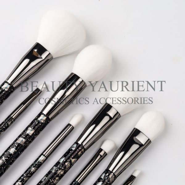 SA8000 17.8cm Private Label Makeup Brushes Tools With Heat Transfer Plastic Handle