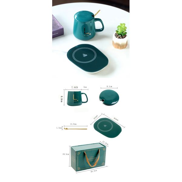 USB Charging Ceramic Porcelain Mug with 55 Degree Temperature Control and HANDGRIP
