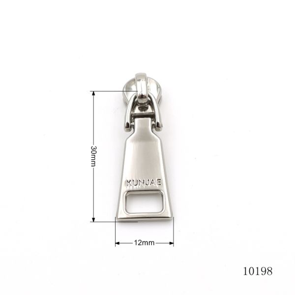 Nickel Metal Zipper Puller Custom Logo Text Zip Pull Charm #5 Slider Head