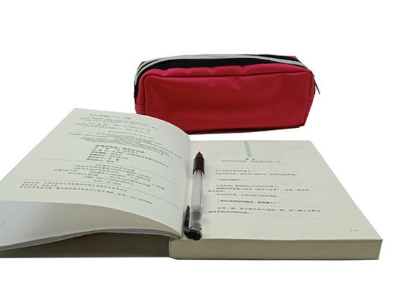 300D Polyester Red Pencil Bag With Zipper Eco Friendly Pencil Pouch