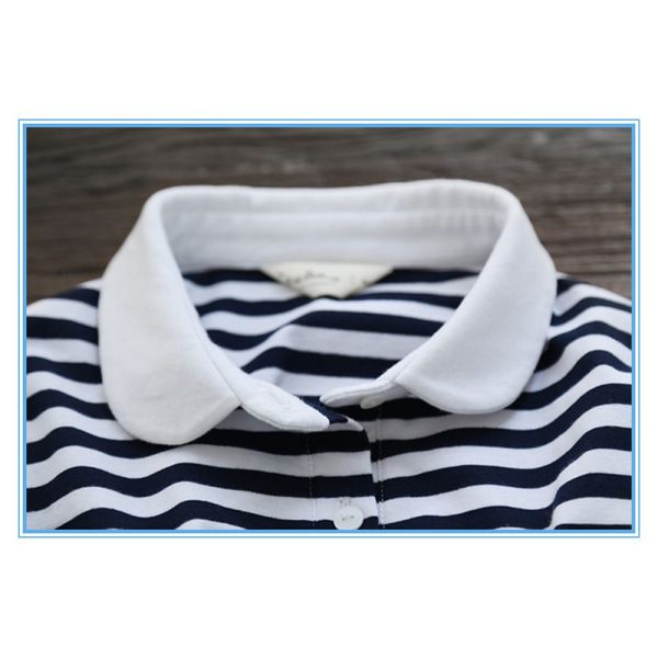 Дизайн поло рубашки Зимние корейские полосатые платья Новая мода Леди платье