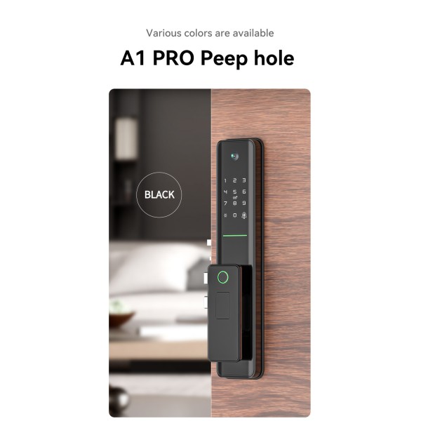 YAGU NEO Aluminum Alloy Biometric Wood Door Digital Fingerprint Lock With Camera Keyless Biometric Lock for Home Security TUYA