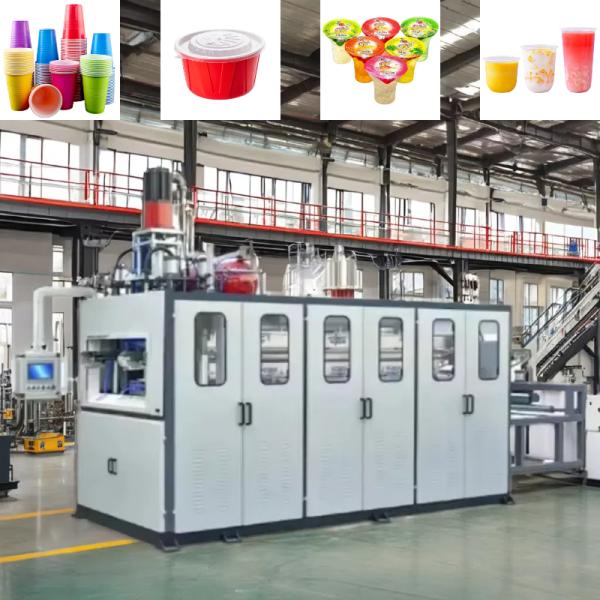 Energy Saving High Output PP Plastic Cup Making Machine with 4100*1500*2200mm Dimensions and 60-70L/min Water Consumption