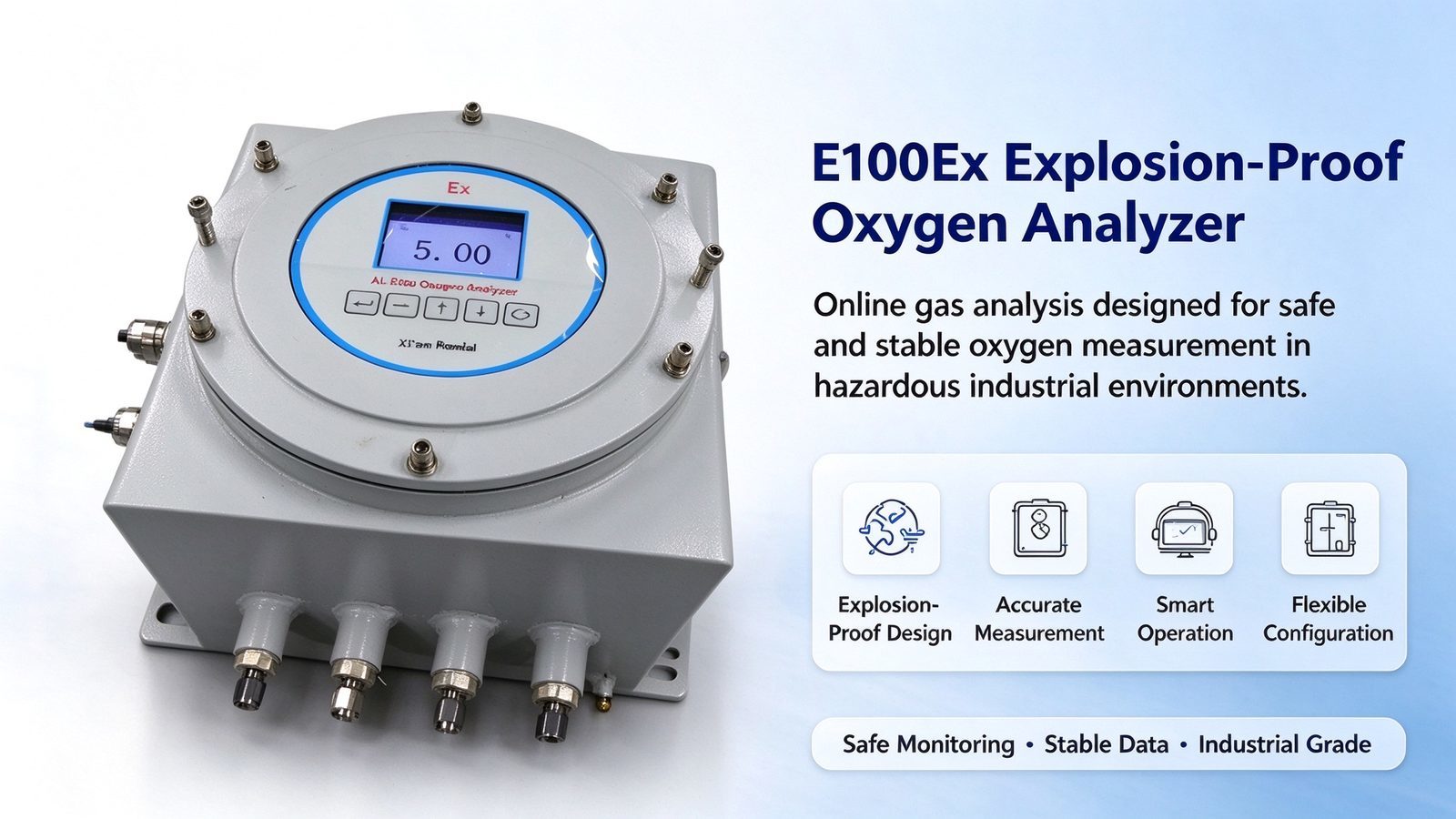 Explosion Proof Oxygen O2 Gas Purity Analyzer Digital LCD Display For Meter Detector EX d IIC T6 Gb