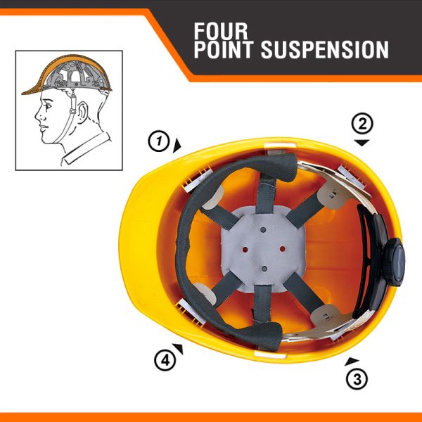 Protection industrielle T154 Casque de sécurité de ventilation avec ceinture de tissu et bande de transpiration