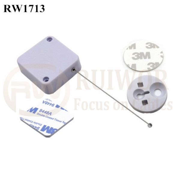 RW1713 Square Security Tether Plus Dia 30MMx5.5MM Circular Adhesive ABS Block