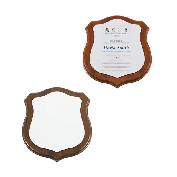 Personalized Logo Sublimation Memorial Souvenir Wooden Honor Medal Blank Trophy Shields And Awards Plaque