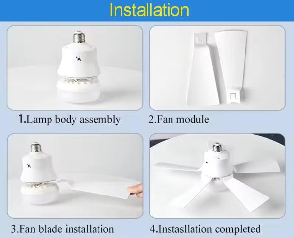 Fabrique en gros source de l'usine Lampe E27 Dimmable Socket LED Bulb 5 Blade Fan Light Led Bulb avec ventilateur
