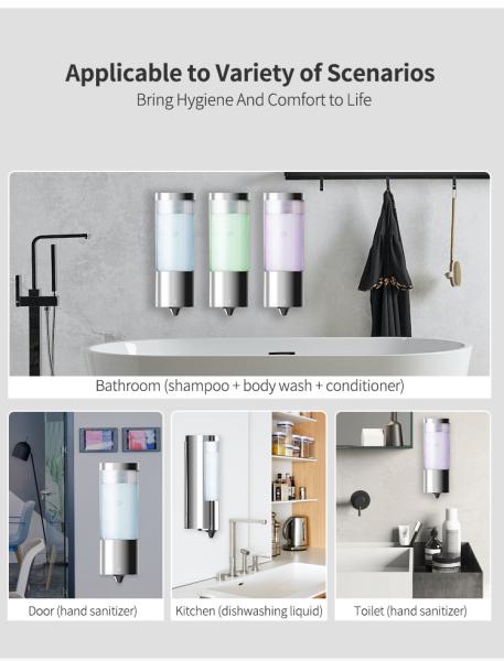Luxury 3 In 1500ml Shower Shampoo And Soap Dispenser Automatic Foam Soap Dispenser