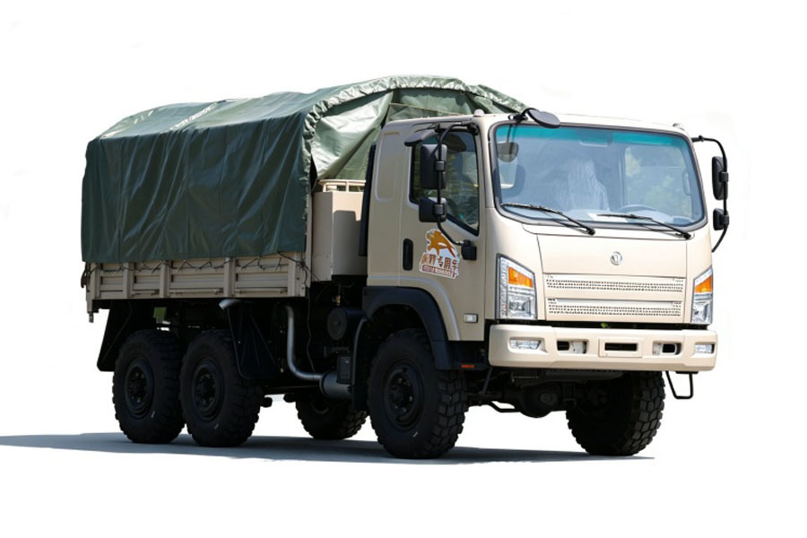 170‑HP Flat Cab 6x6 Off‑Road Cargo Truck With Tarpaulin Cover