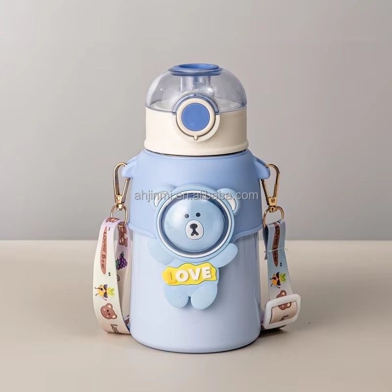 Pink/Blue/Cyan/Purple Double Wall Stainless Steel Children Thermos Cup with
