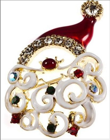 Рождественская серебряная брошь круглая красная формы для подарков на юбилей