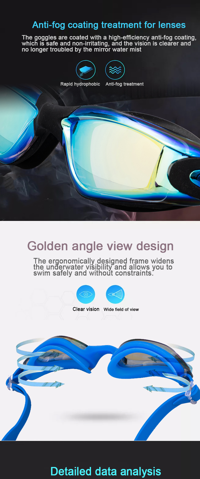 Underwater Sport Adult Swimming Goggles Customized Logo Anti Foggy