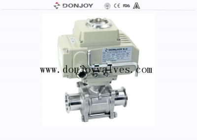 FDA Pneumatic Clamped DN100 SS316L Three Piece Ball Valve with electric actuator