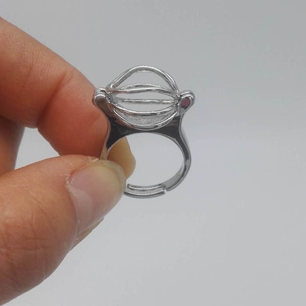 Unique Love Wish Pearl Bead Ring Cage Design Adjustable Women or Men Ring