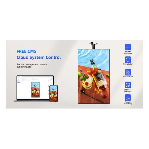 Narrow Bezel Cafe Restaurant Digital Menu Board Wall Mounted Hanging