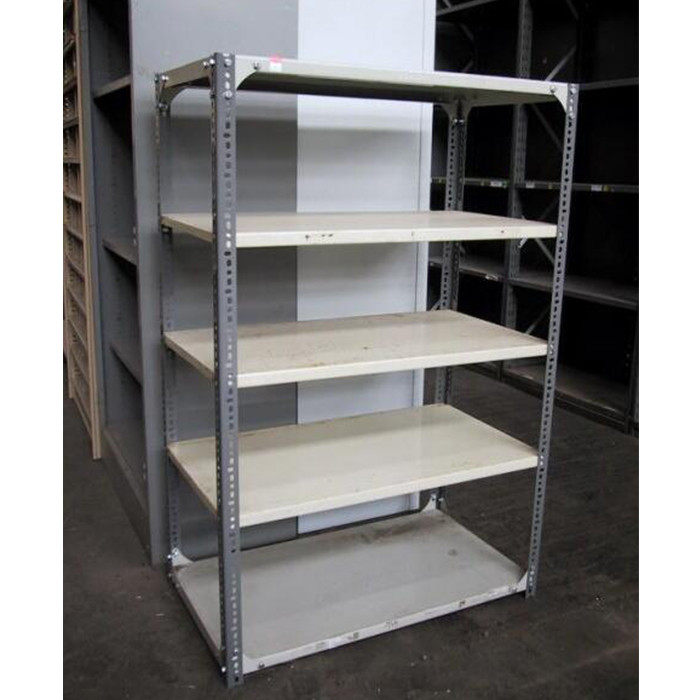 Stocked 5-layer Steel Slotted Angle Shelving Racking Systems for Light Duty Storage