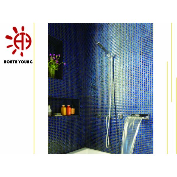 HTY - TC 300 300*300 Best Selling Glass Mosaic Rhombus Blue Wall Tile for Wall Designs