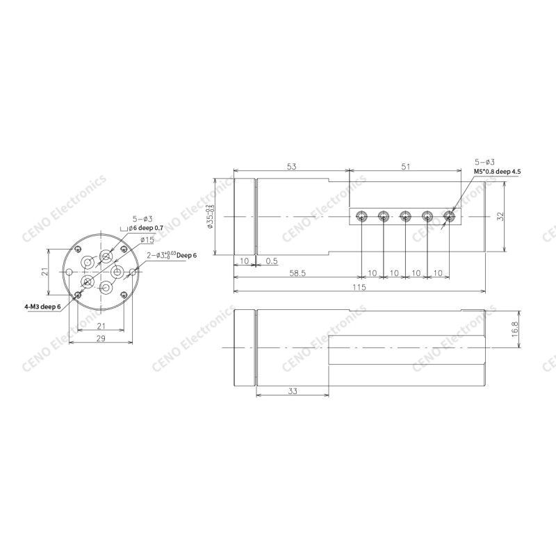 Compact Pneumatic Rotary Union with 5 isolated passages
