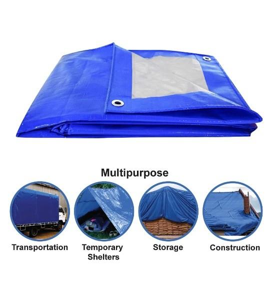 Blue / Silver Light Duty Tarpaulin Waterproof 85-120GSM