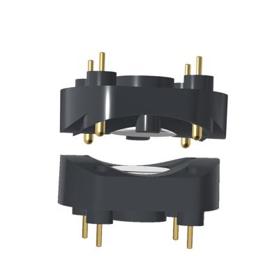 Through Hole Round Magnetic Connector 4 Pin Pogo Pin Connectors Customized
