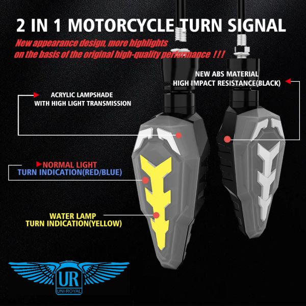 Long-lasting Normal Light/Water Lamp Motorcycle Turn Signal Lights Lifespan 30000hours