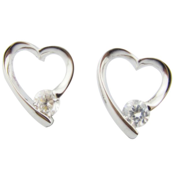 Heart Earring Stud Jewelry Type Decorative Silver Jewelry Sterling Silver Earrings With CZ Womens Silver Earring Cute