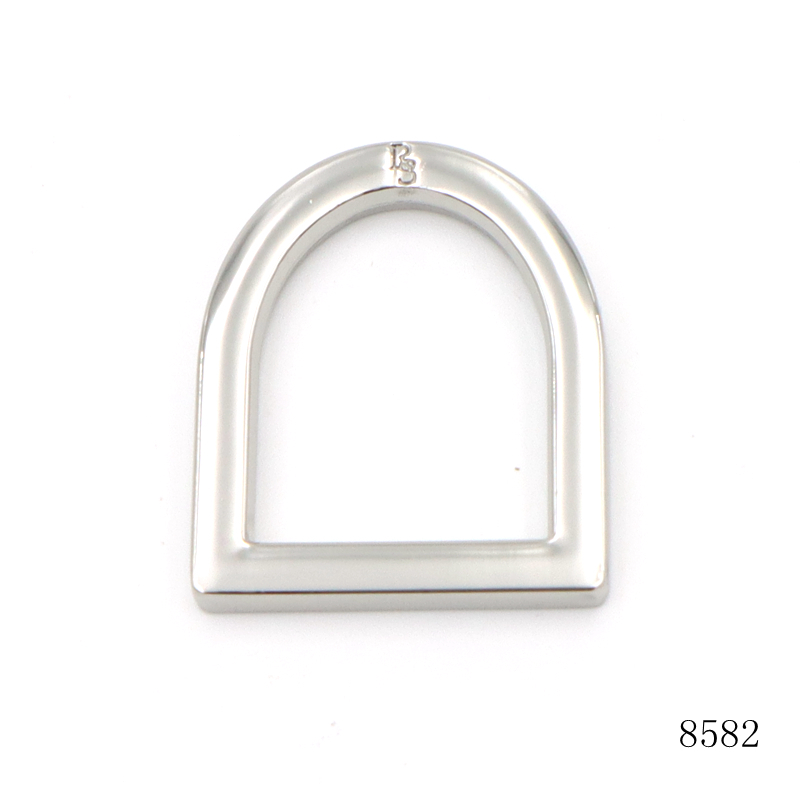 26mm Polished Shiny Metal D Ring with Engraved Brand Logo Solid Die Cast D Ring for Leather Bag and Pet Collar