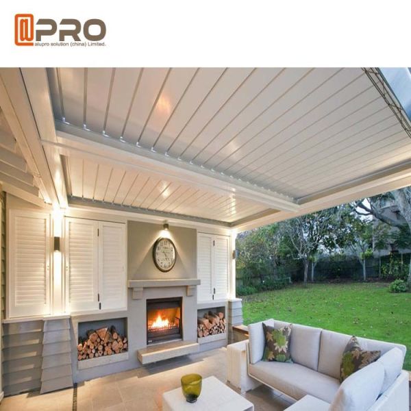 3x3m Modern Aluminum Pergola , Motorised Retractable Sliding And Folding Louvered Bio - Climatic Pergola