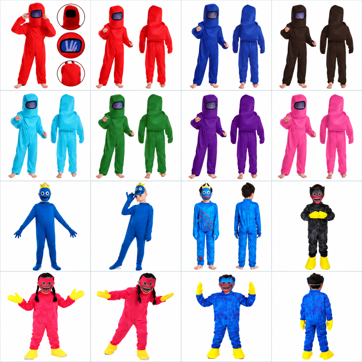 Wholesale Kids Halloween Costumes Colorful Space Crew Jumpsuits Monster Fantasy Character Cosplay Outfits Boys Girls Fancy Dress Party Costume Sets OEM ODM Custom Manufacturer Supplier Patygr