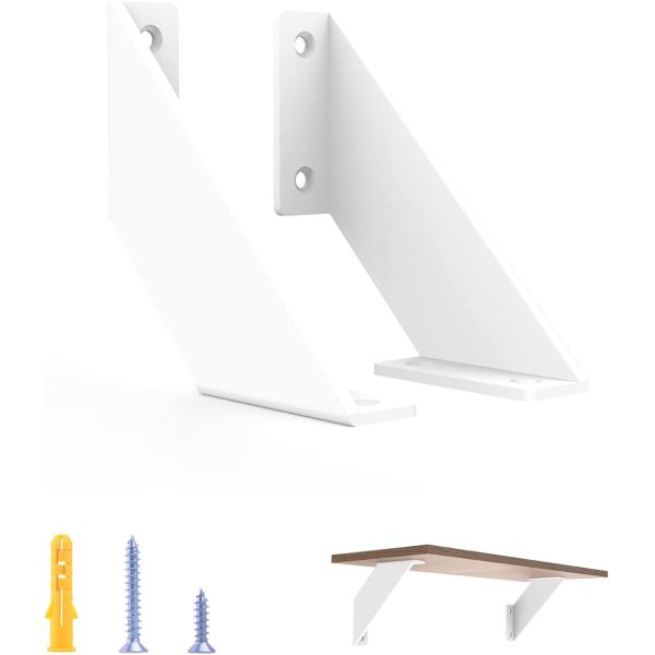 Fixed Support Heavy Duty 90 Degree Angle Design Wall Mounted White Metal Shelf Bracket