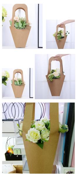 Custom Color Accepted Craft Flower Carrier Bouquet Packaging Kraft Paper Bag For Flower