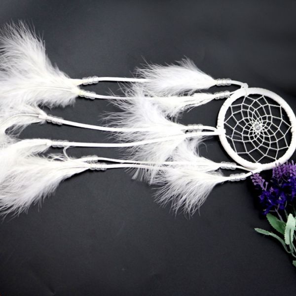 Circular Purple Handmade Dream Catcher Net With Feathers Wall Hanging Decoration Decor Craft Gift Wind Chimes for Home