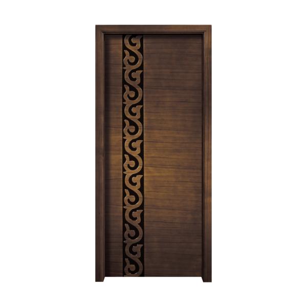 Single Interior PVC Wooden Doors PU Painting Solid Wood Entry Door 45mm Thick