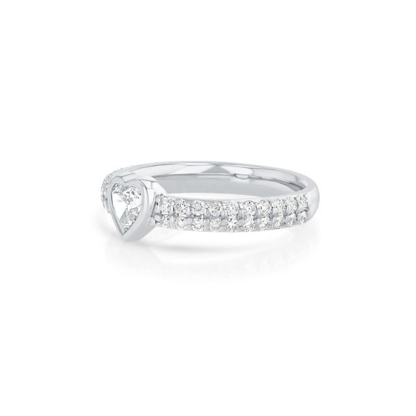 14K Gold Double Row Pave Diamond Heart-Shaped Engagement Ring Size 5-10 with AAA CZ Stone