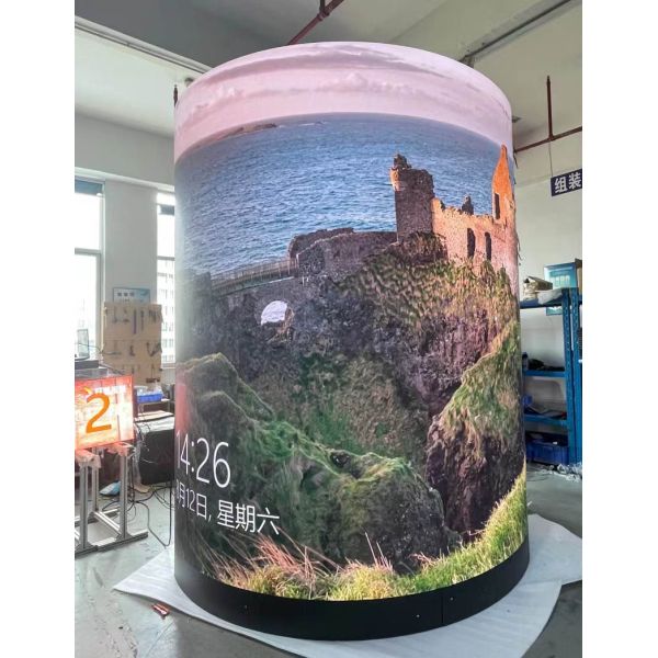 Soft P2 Curve Indoor Fixed Led Screen Cylinder Wall In Shopping Center Advertising