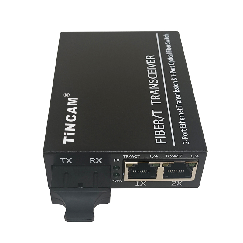 TiNCAM Factory 10/100Mbps 1 Fiber 2 PoE Port Fiber Media Converter IEEE 802.3af