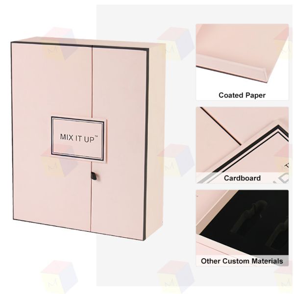 Marca de lujo logotipo personalizado doble puerta magnético cerrado papel Perfume regalo en caja de embalaje con inserción de espuma Eva